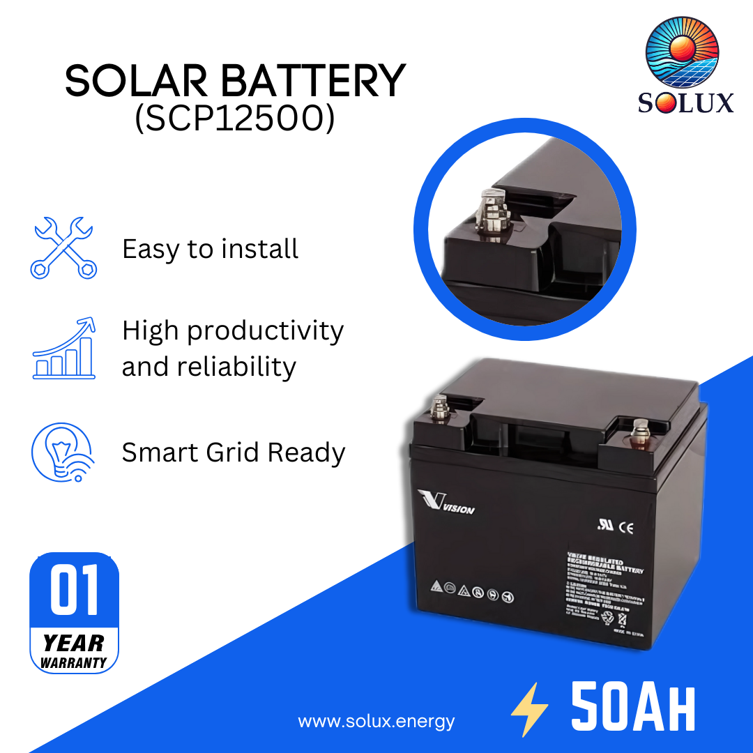 This is an image of Vision 12V 50Ah Battery Sealead Lead Acid AGM